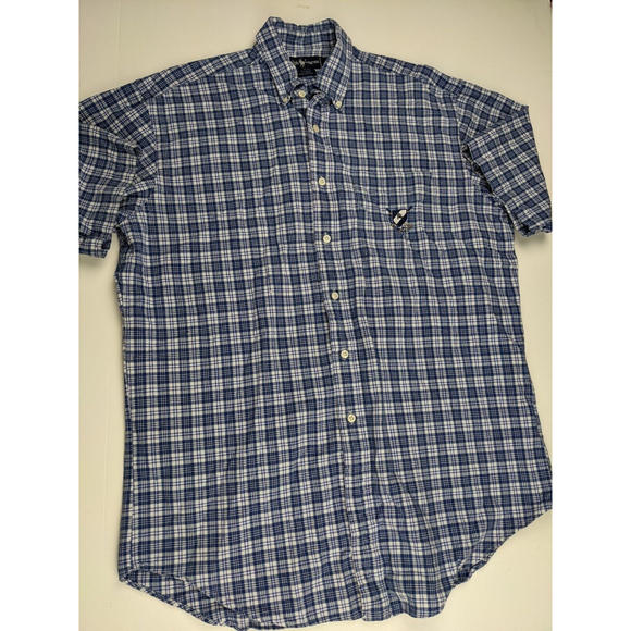 Ralph Lauren Tilden Blue Plaid Short Sleeve Button Down Mens Shirt Size Medium - Picture 1 of 7